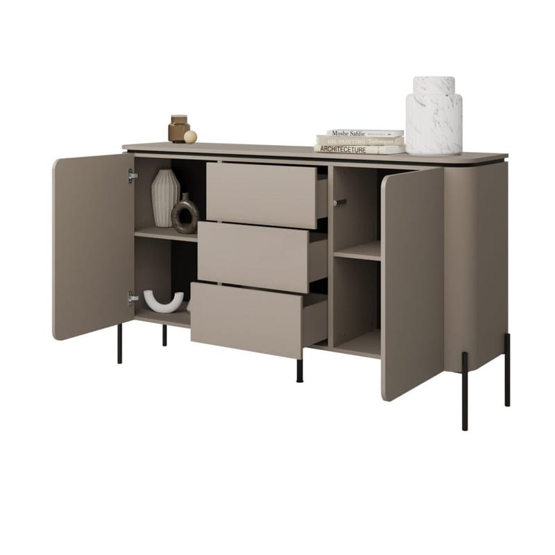 Bello Skänk med 2 Dörrar och 3 Lådor i Trä med Metallben - Taupe - Förvaring - Förvaringsmöbler - Skänkar & sideboards