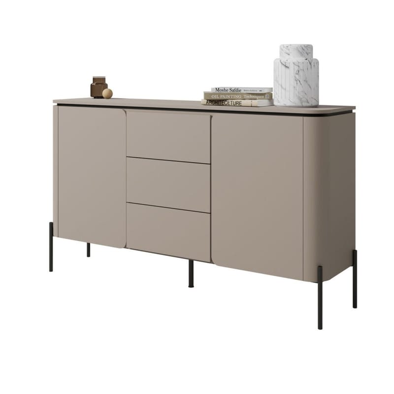 Bello Skänk med 2 Dörrar och 3 Lådor i Trä med Metallben - Taupe - Förvaring - Förvaringsmöbler - Skänkar & sideboards