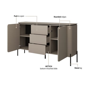 Bello Skänk med 2 Dörrar och 3 Lådor i Trä med Metallben - Taupe - Förvaring - Förvaringsmöbler - Skänkar & sideboards