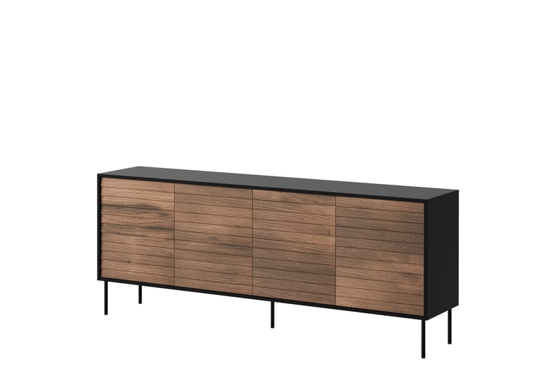 Belonger Byrå 200 cm, Svart/Valnöt