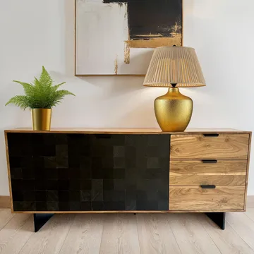 Belova Sideboard 175 cm - naturfärgad akacia och svart - Förvaring - Förvaringsmöbler - Skänkar & sideboards