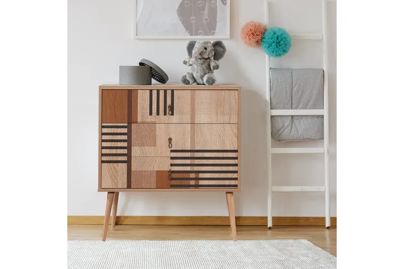 Bertoaria Byrå 80x89 cm Brun - Hanah Home - Förvaring - Förvaringsmöbler - Byrå