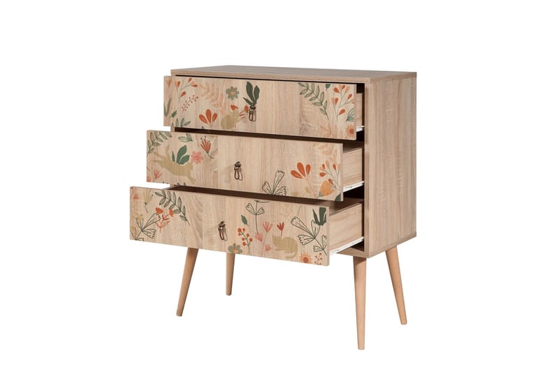 Bertoaria Byrå 80x89 cm Brun - Hanah Home - Förvaring - Förvaringsmöbler - Byrå