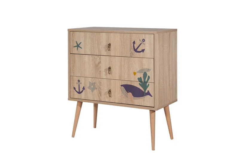 Bertoaria Byrå 80x89 cm Brun - Hanah Home - Förvaring - Förvaringsmöbler - Byrå