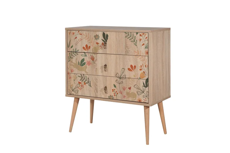 Bertoaria Byrå 80x89 cm Brun - Hanah Home - Förvaring - Förvaringsmöbler - Byrå