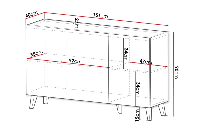 Betsi Skänk 151x40 cm - Förvaring - Förvaringsmöbler - Skänkar & sideboards