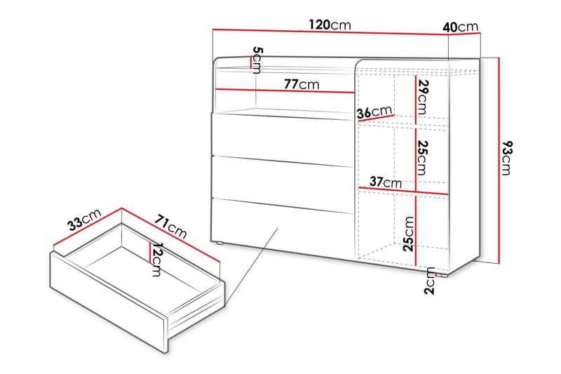 Buhan Byrå 120 cm - Beige/Brun - Förvaring - Förvaringsmöbler - Byrå