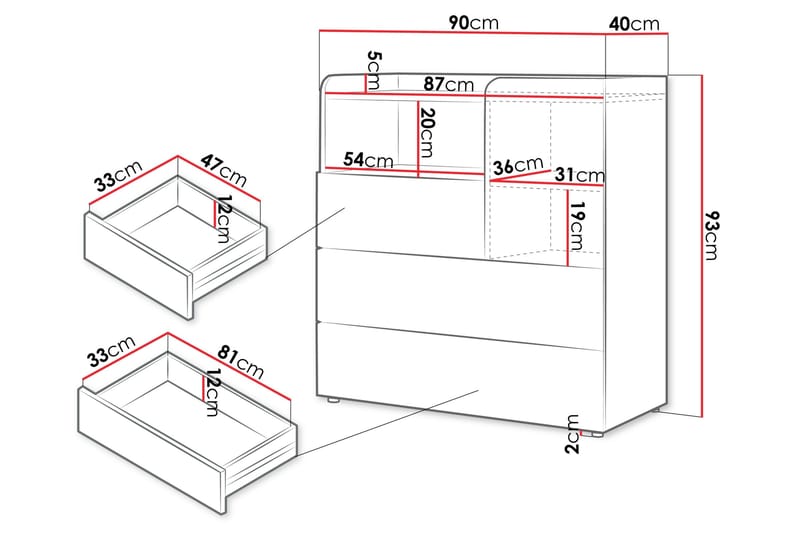 Buhan Byrå 90 cm - Beige/Brun - Förvaring - Förvaringsmöbler - Byrå