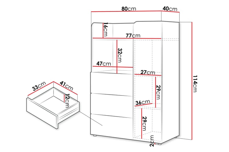 Buhan Highboard - Beige/Brun - Förvaring - Förvaringsmöbler - Byrå