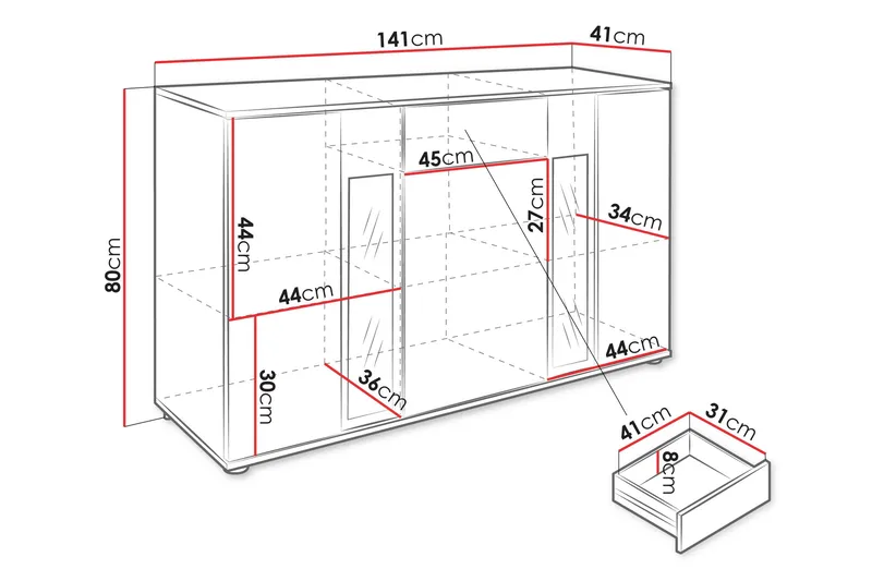 Bunta Skänk 141x41 cm - Brun/Vit - Förvaring - Förvaringsmöbler - Skänkar & sideboards
