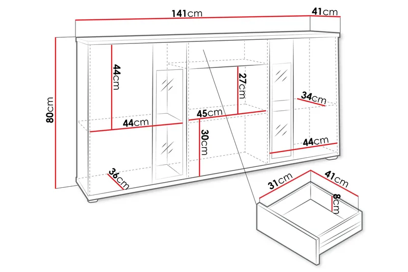 Bunta Skänk 141x41 cm - Svart/Vit - Förvaring - Förvaringsmöbler - Skänkar & sideboards