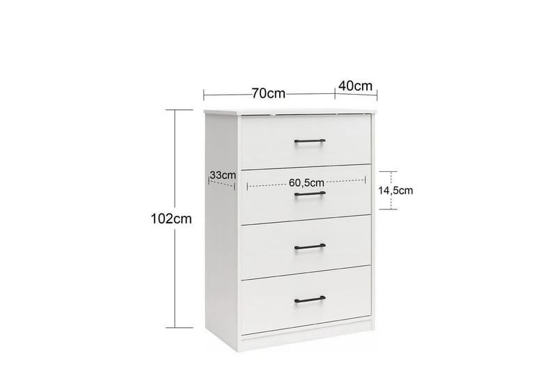Byrå BrEZ 71x40x102 cm, Blond Ek - 71x40x102 cm, Blond Ek - Förvaring - Förvaringsmöbler - Byrå