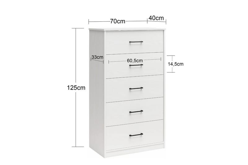 Byrå BrEZ 71x40x126 cm, Svart ek - 71x40x126 cm, Svart ek - Förvaring - Förvaringsmöbler - Byrå
