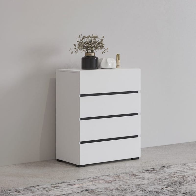 Byrå Cross med 4 lådor - Vit - Förvaring - Förvaringsmöbler - Byrå