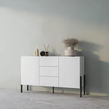 Byrå Jukon 2 Dörrar med 3 Lådor - Vit Supermat, 154 cm - Förvaring - Förvaringsmöbler - Skänkar & sideboards