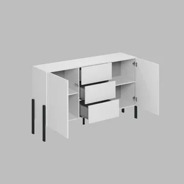 Byrå Jukon 2 Dörrar med 3 Lådor - Vit Supermat, 154 cm - Förvaring - Förvaringsmöbler - Skänkar & sideboards