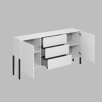 Byrå Jukon 2 Dörrar med 3 Lådor - Vit Supermat, 184 cm - Förvaring - Förvaringsmöbler - Skänkar & sideboards