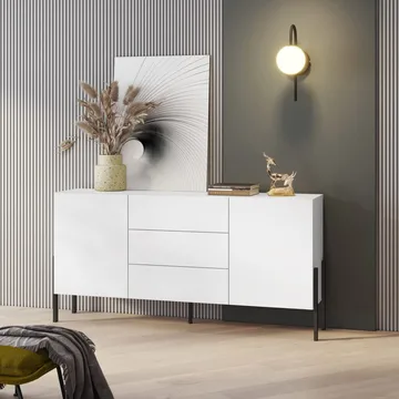 Byrå Jukon 2 Dörrar med 3 Lådor - Vit Supermat, 184 cm - Förvaring - Förvaringsmöbler - Skänkar & sideboards