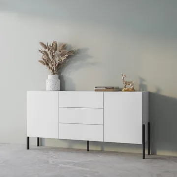 Byrå Jukon 2 Dörrar med 3 Lådor - Vit Supermat, 184 cm - Förvaring - Förvaringsmöbler - Skänkar & sideboards