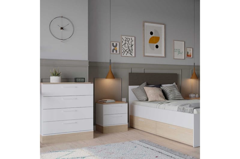 Byrå Matul Ek / Vit - Mediumfärgat trä/Vit - Förvaring - Förvaringsmöbler - Byrå