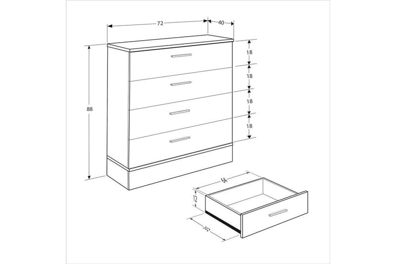 Byrå Matul Ek / Vit - Mediumfärgat trä/Vit - Förvaring - Förvaringsmöbler - Byrå