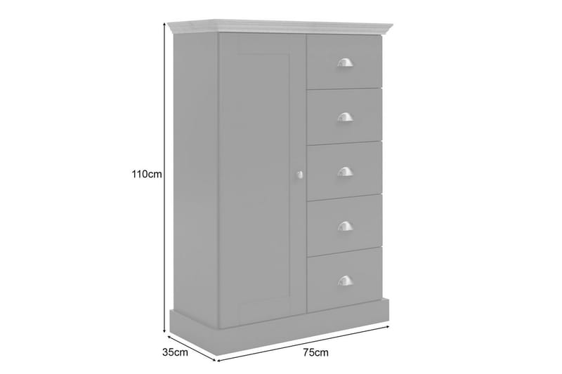 Byrå Motala 75x35x110 cm, Vit - 75x35x110 cm, Vit - Förvaring - Förvaringsmöbler - Byrå
