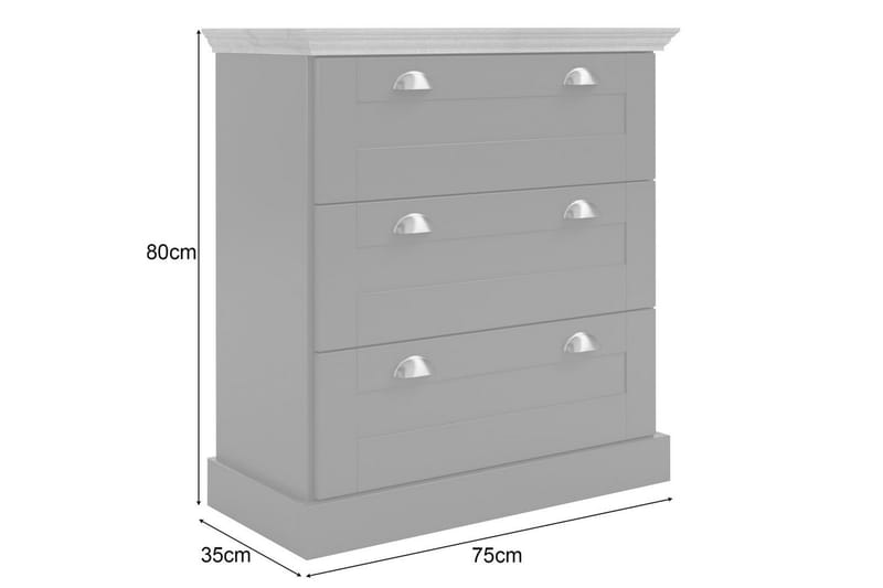 Byrå Motala 75x35x80 cm, Vit - 75x35x80 cm, Vit - Förvaring - Förvaringsmöbler - Byrå