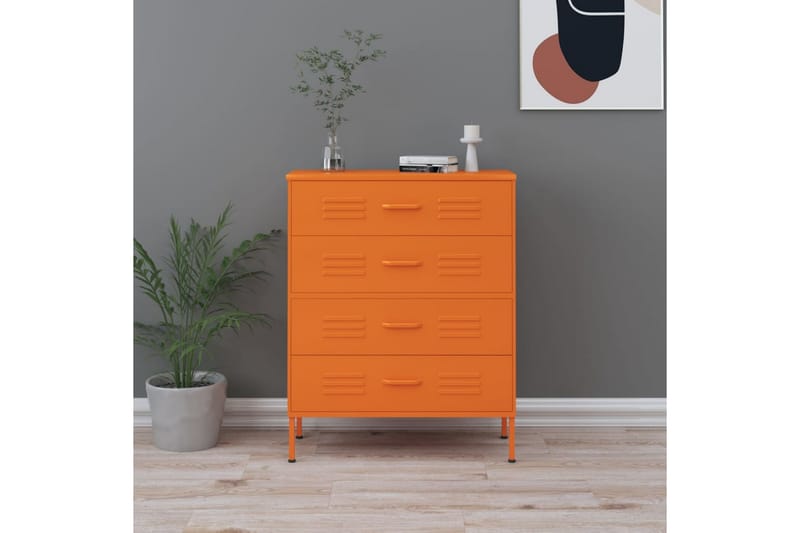 Byrå orange 80x35x101,5 cm stål - Orange - Byrå