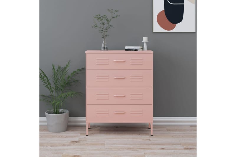 Byrå rosa 80x35x101,5 cm stål - Rosa - Förvaring - Förvaringsmöbler - Byrå