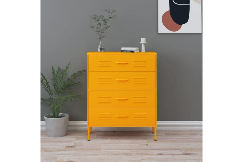 Byrå senapsgul 80x35x101,5 cm stål - Gul - Förvaring - Förvaringsmöbler - Byrå