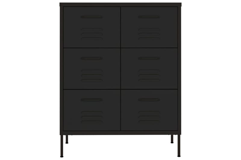 Byrå svart 80x35x101,5 cm stål - Svart - Förvaring - Förvaringsmöbler - Byrå