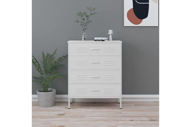Byrå vit 80x35x101,5 cm stål - Vit - Förvaring - Förvaringsmöbler - Byrå
