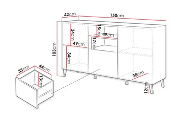 Abeto Byrå 150 cm - Vit - Förvaring - Förvaringsmöbler - Byrå