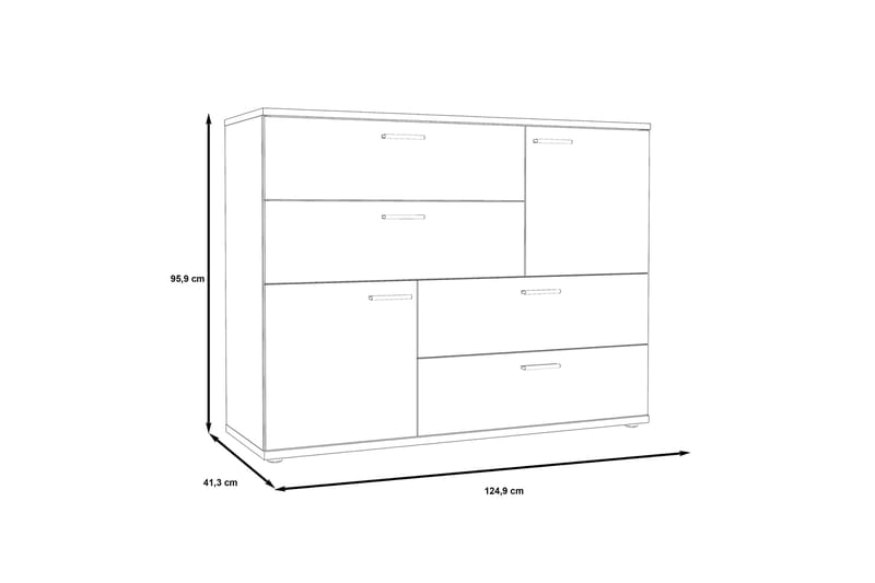 ADCOTE Byrå 125 cm Vit/Grå - Byrå