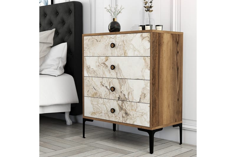 Ameias Byrå 76x90,7 cm Brun/Vit - Hanah Home - Förvaring - Förvaringsmöbler - Byrå