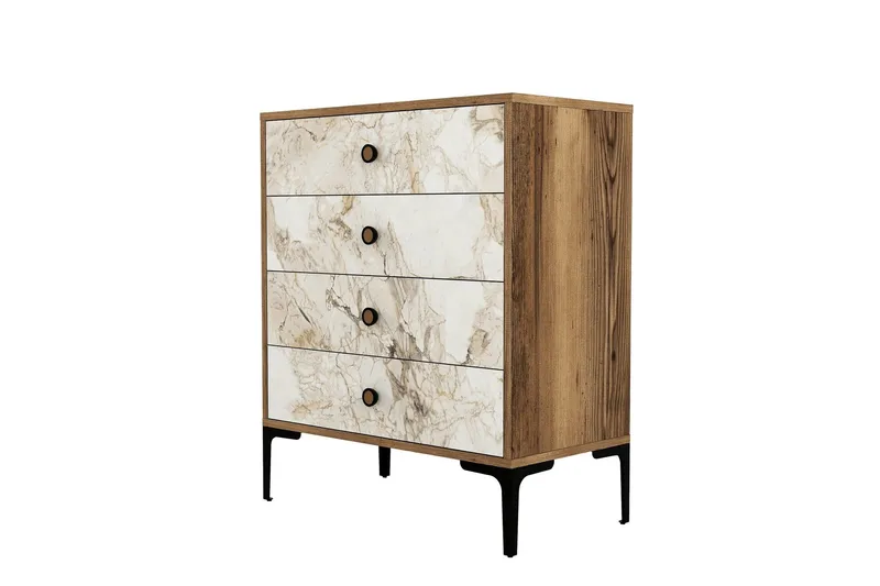 Ameias Byrå 76x90,7 cm Brun/Vit, Hanah Home