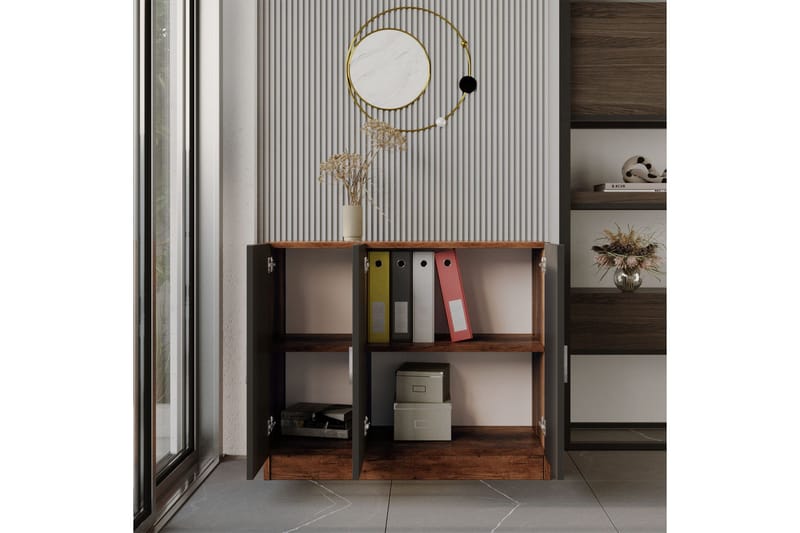 Barrock Highboard 38x89 cm - Teak/Antracit - Förvaring - Förvaringsmöbler - Byrå