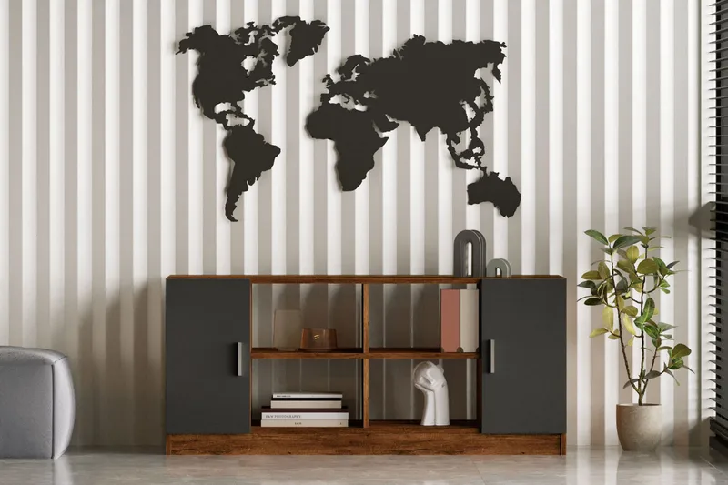 Barrock Highboard 46x140 cm - Teak/Antracit - Förvaring - Förvaringsmöbler - Byrå