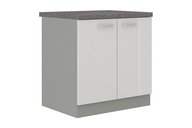 Bianco Skåp med dörrar 80x52x82 cm - Grå/Vit Högglans - Förvaring - Förvaringsmöbler - Byrå