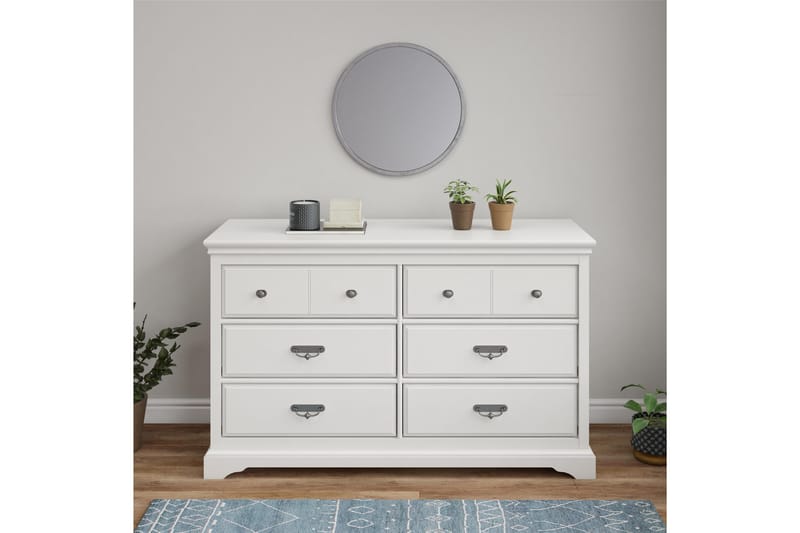 BRISTOL Byrå 151x49 cm 6 Lådor Vit - Dorel Home - Förvaring - Förvaringsmöbler - Byrå