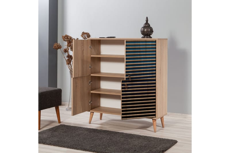 Brokind Förvaringsskåp 111 cm - Brun/Blå - Förvaring - Förvaringsmöbler - Byrå