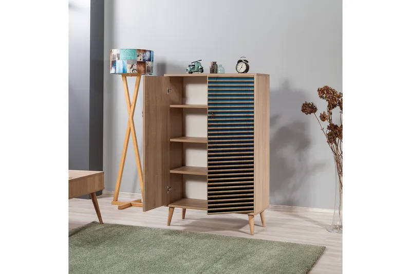 Brokind Förvaringsskåp 80 cm - Brun/Svart/Blå - Förvaring - Förvaringsmöbler - Byrå