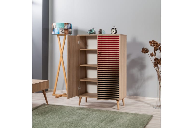 Brokind Förvaringsskåp 80 cm - Brun/Svart/Röd - Förvaring - Förvaringsmöbler - Byrå