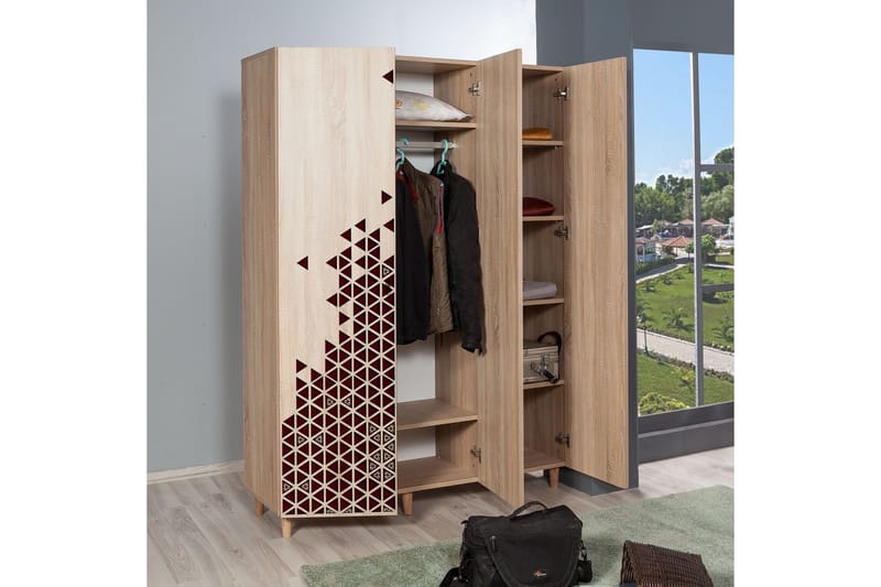 Brokind Garderob 135 cm - Brun/Röd - Förvaring - Förvaringsmöbler - Byrå