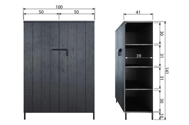 Bruut Förvaringsskåp 100 cm - Svart Tall - Förvaring - Förvaringsmöbler - Byrå