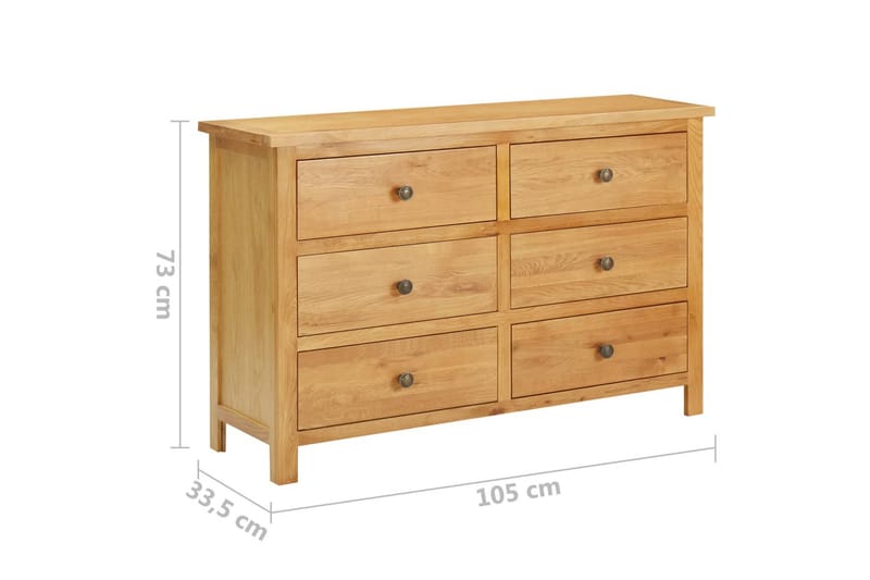 Byrå 105x33,5x73 cm massiv ek - Brun - Förvaring - Förvaringsmöbler - Byrå