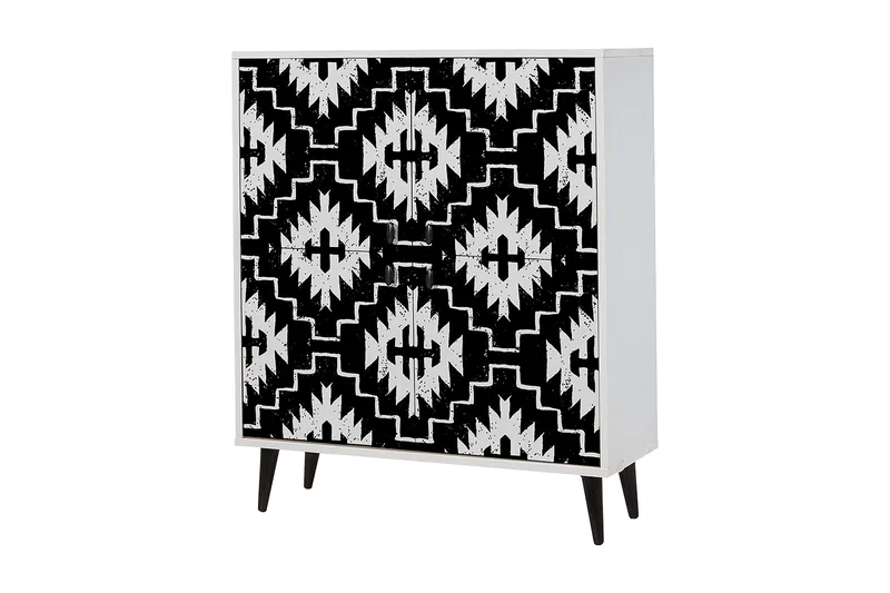 Byrå 95x111 cm, Svart/Vit