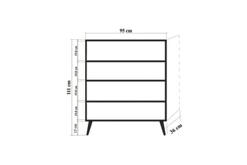 Byrå 95x111 cm - Vit/Svart/Röd - Förvaring - Förvaringsmöbler - Byrå