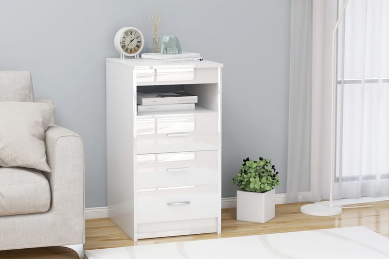 Byrå högglans vit 40x50x76 cm spånskiva - Vit - Förvaring - Förvaringsmöbler - Byrå