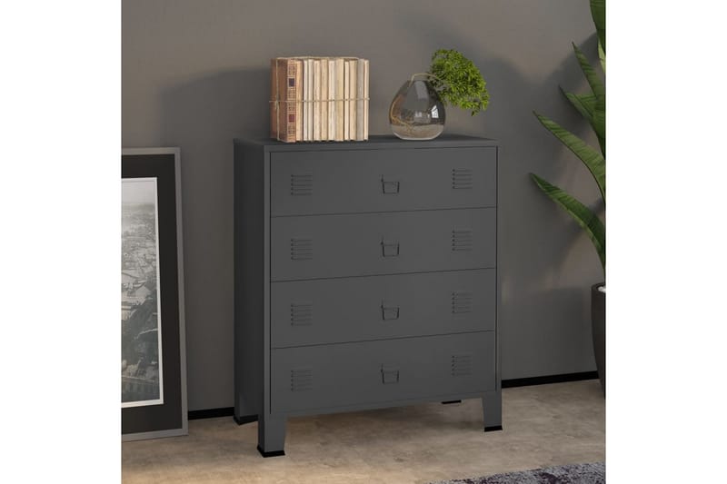 Byrå industriell antracit 78x40x93 cm metall - Antracit - Förvaring - Förvaringsmöbler - Byrå